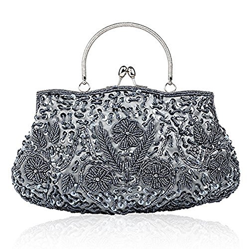 Beaded Sequin Flower Evening Clutch Bag