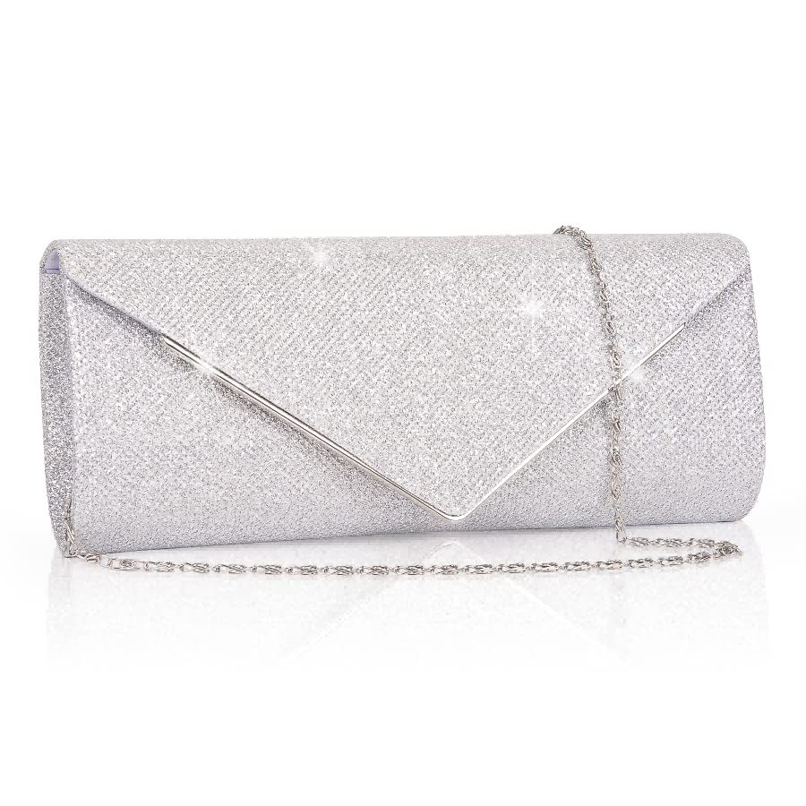 Larcenciel Sparkling Silver Clutch Purse for Women