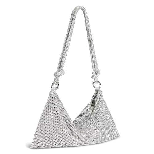 Sparkly Rhinestone Silver Clutch for Women