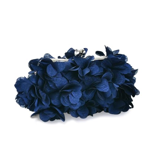 JAMBHALA Mini Floral Evening Clutch Bag - Navy Blue