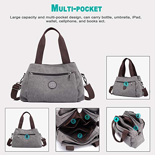 Womens Canvas Hobo Crossbody Tote Purse - Black