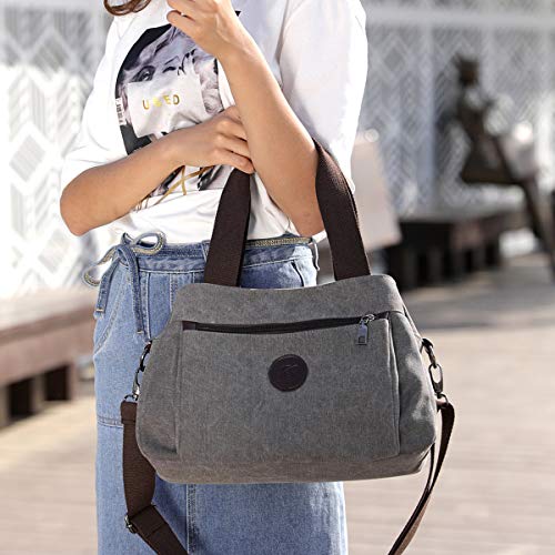 Womens Canvas Hobo Crossbody Tote Purse - Black