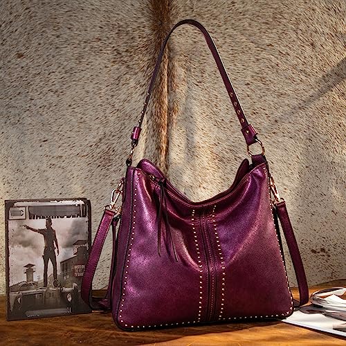 Montana West Large Hobo Handbag with Studs and Crossbody