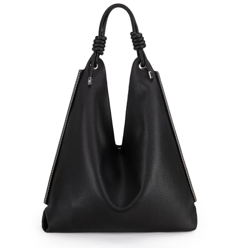 Black leather slouchy hobo shoulder bag by Montana West