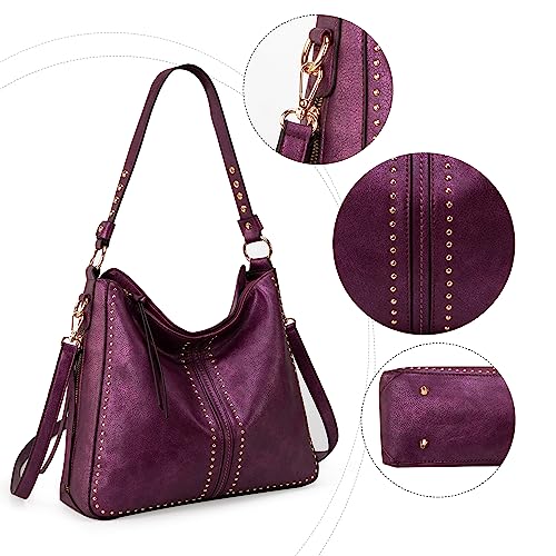 Montana West Large Hobo Handbag with Studs and Crossbody