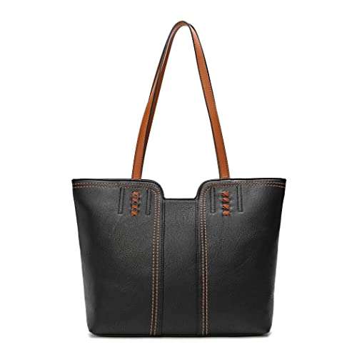 Black Tote Bag for Women with Top Handle