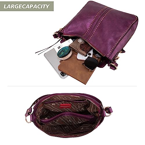 Montana West Large Hobo Handbag with Studs and Crossbody