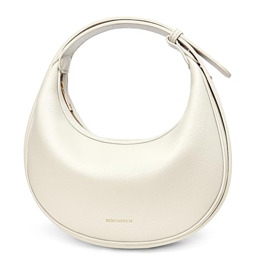 BOSTANTEN Beige Vegan Leather Crescent Shoulder Bag