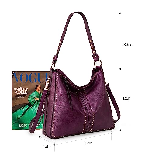 Montana West Large Hobo Handbag with Studs and Crossbody