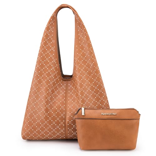 Brown Vegan Leather Slouchy Hobo Handbag by Montana West