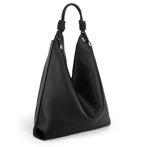 Black leather slouchy hobo shoulder bag by Montana West