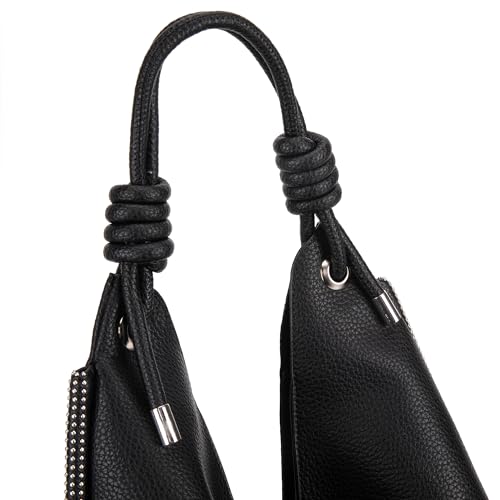 Black leather slouchy hobo shoulder bag by Montana West