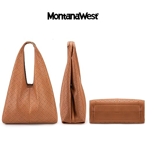 Brown Vegan Leather Slouchy Hobo Handbag by Montana West