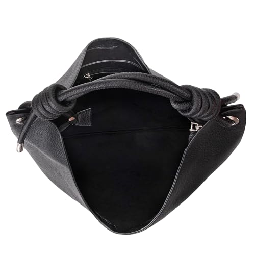 Black leather slouchy hobo shoulder bag by Montana West