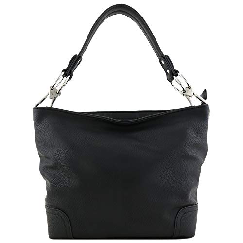 Black Hobo Bag with Oversized Snap Hook Hardware