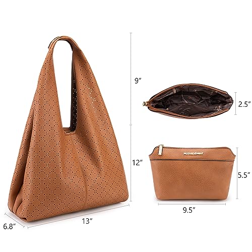 Brown Vegan Leather Slouchy Hobo Handbag by Montana West