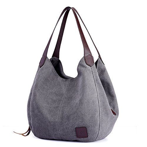 DOURR Women's Multi-pocket Canvas Shoulder Bag Tote
