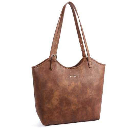 Stylish Vegan Leather Telena Tote Bag - Brown