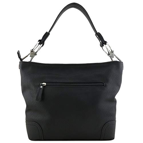 Black Hobo Bag with Oversized Snap Hook Hardware