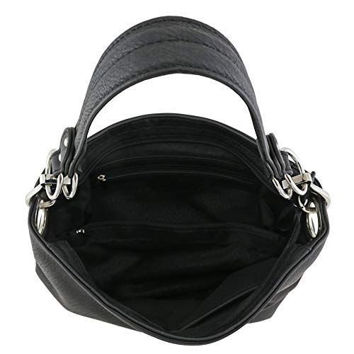 Black Hobo Bag with Oversized Snap Hook Hardware
