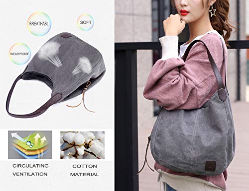 DOURR Women's Multi-pocket Canvas Shoulder Bag Tote