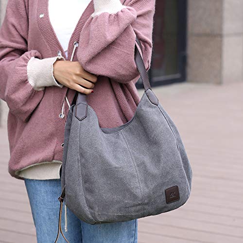 DOURR Women's Multi-pocket Canvas Shoulder Bag Tote