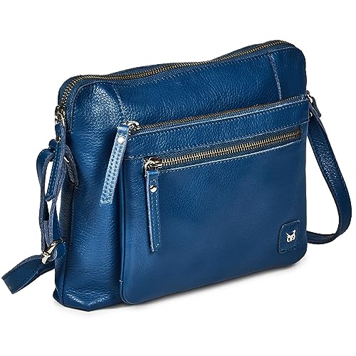 Real Leather Crossbody Handbag Purses - Sapphire Blue