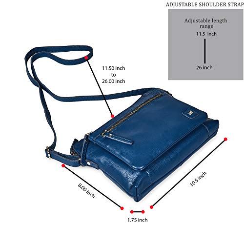 Real Leather Crossbody Handbag Purses - Sapphire Blue