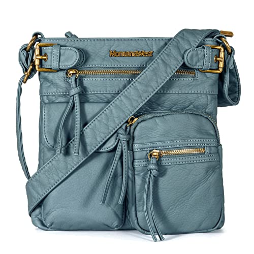 Vintage Leather Crossbody Bag with Multi Pockets for Women