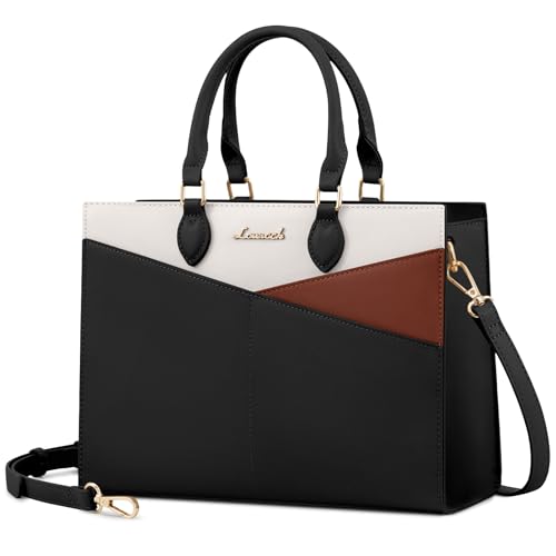 LOVEVOOK Black PU Leather Satchel Tote Handbag