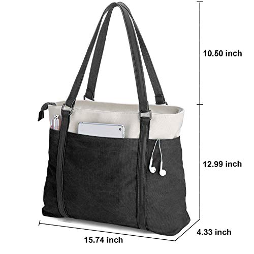 Large Canvas Women's Laptop Tote Handbag for Work