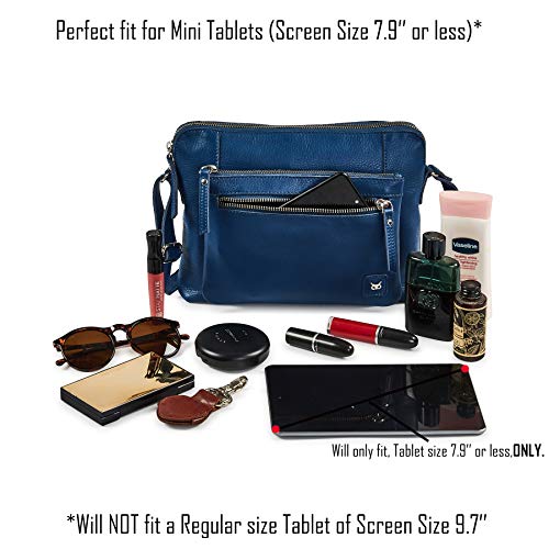 Real Leather Crossbody Handbag Purses - Sapphire Blue