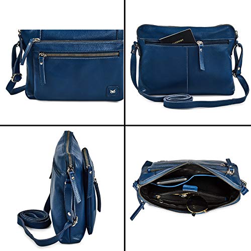 Real Leather Crossbody Handbag Purses - Sapphire Blue