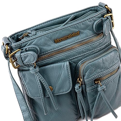 Vintage Leather Crossbody Bag with Multi Pockets for Women