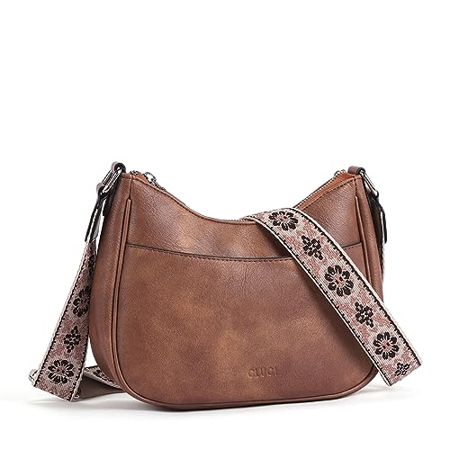 CLUCI Leather Crescent Crossbody Handbag with Adjustable Strap