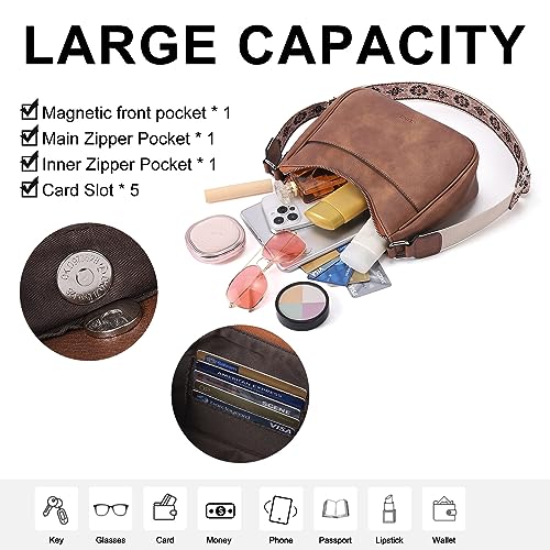 CLUCI Leather Crescent Crossbody Handbag with Adjustable Strap