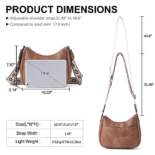 CLUCI Leather Crescent Crossbody Handbag with Adjustable Strap