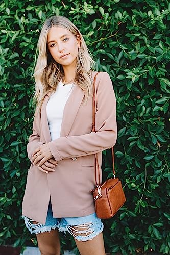 Small Triple Zip Crossbody Bag in Saddle Brown