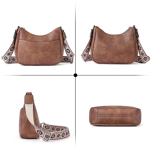 CLUCI Leather Crescent Crossbody Handbag with Adjustable Strap