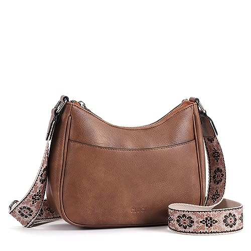 CLUCI Leather Crescent Crossbody Handbag with Adjustable Strap