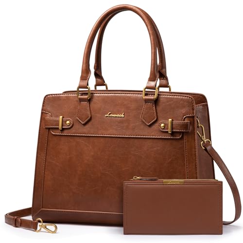 LOVEVOOK Women's Brown PU Leather Tote Bag