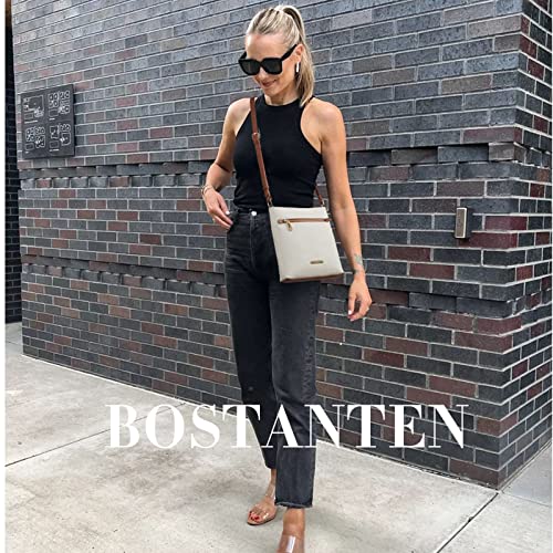 Stylish Beige Leather Crossbody Bag for Women