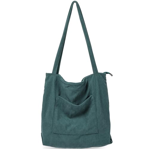 WantGor Blue Corduroy Large Tote Shoulder Bag