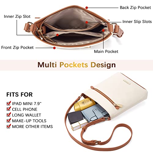Stylish Beige Leather Crossbody Bag for Women