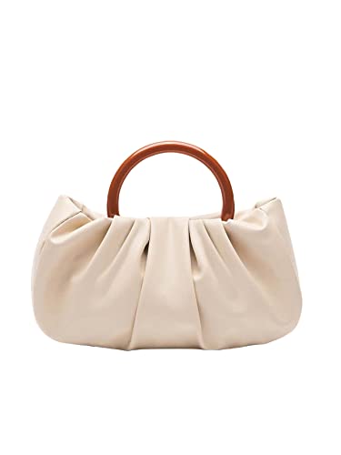 Verdusa Ruched Beige Handbag Clutch Pouch Bag - Women's