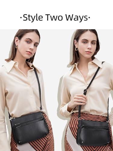 WESTBRONCO Medium Size Black Crossbody Shoulder Handbag With Pockets