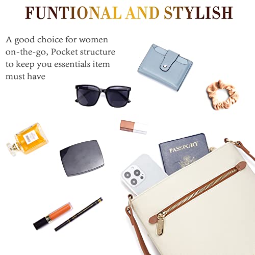 Stylish Beige Leather Crossbody Bag for Women