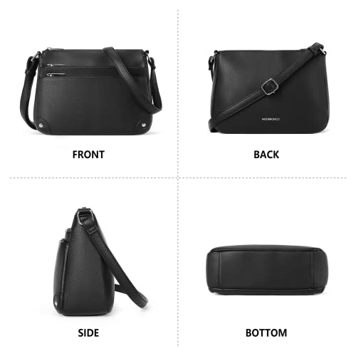 WESTBRONCO Medium Size Black Crossbody Shoulder Handbag With Pockets