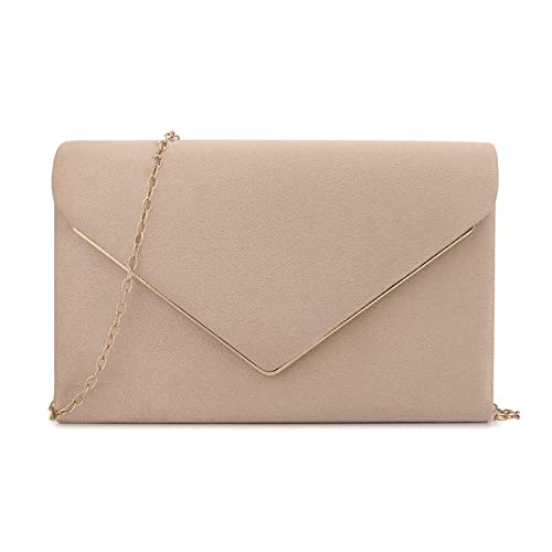 Nude Faux Suede Clutch Purse for Women