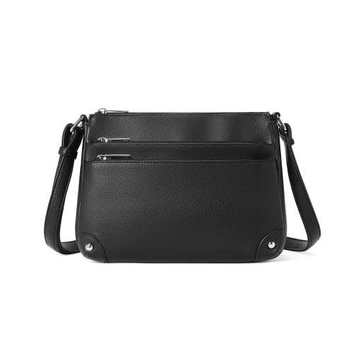 WESTBRONCO Medium Size Black Crossbody Shoulder Handbag With Pockets